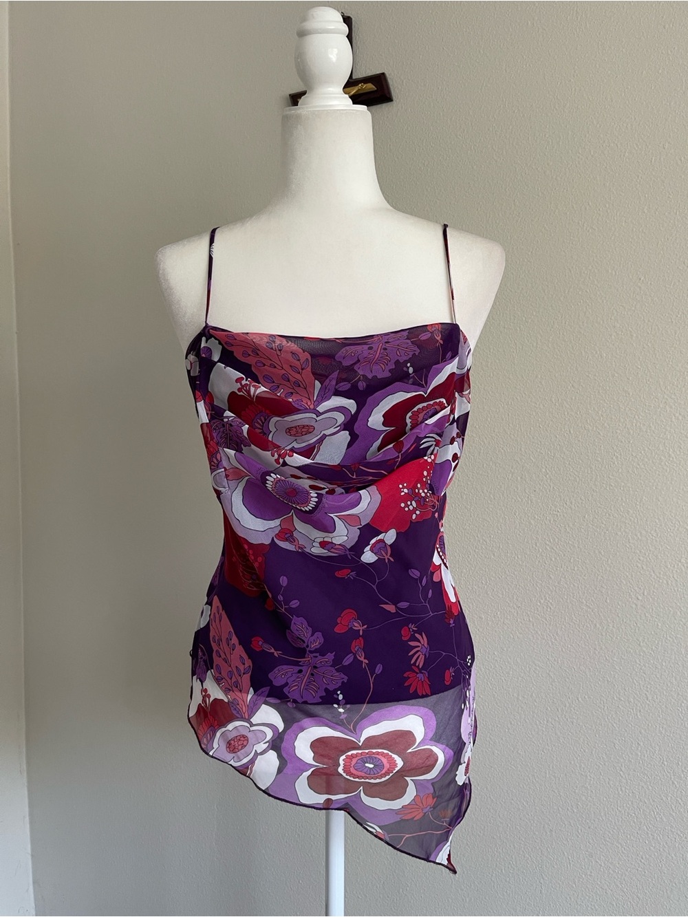 My Michelle Purple & Pink Floral Cowl-Neck Camisole